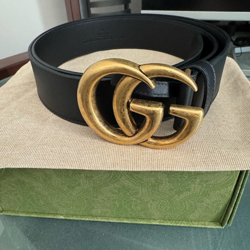 Black Belt with Gold GG Buckle